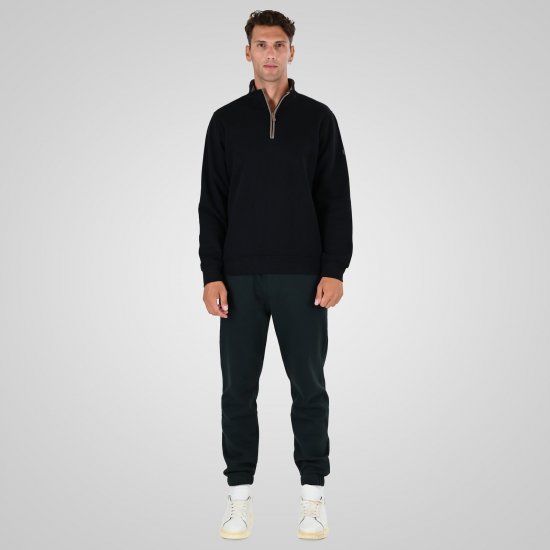 Double Outfitters MTOP-1163 Mikina s krátkým zipem Černá - Mikiny & mikiny s kapucí - Mikiny & Mikiny s kapucí 2XL-12XL
