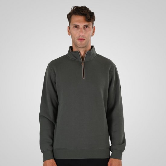 Double Outfitters MTOP-1163 Mikina s krátkým zipem Khaki - Mikiny & mikiny s kapucí - Mikiny & Mikiny s kapucí 2XL-12XL