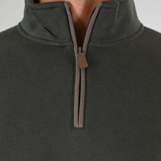 Double Outfitters MTOP-1163 Mikina s krátkým zipem Khaki - Mikiny & mikiny s kapucí - Mikiny & Mikiny s kapucí 2XL-12XL