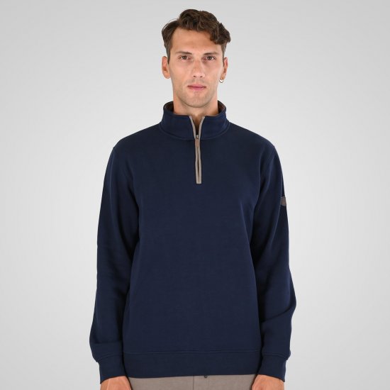 Double Outfitters MTOP-1163 Mikina s krátkým zipem Námořnická modrá - Mikiny & mikiny s kapucí - Mikiny & Mikiny s kapucí 2XL-12XL