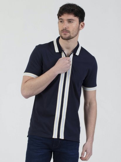 Mish Mash Belgrade Zip Through Polo Navy - Polokošile - Polokošile 2XL-8XL - Trička s límečkem 2XL-8XL