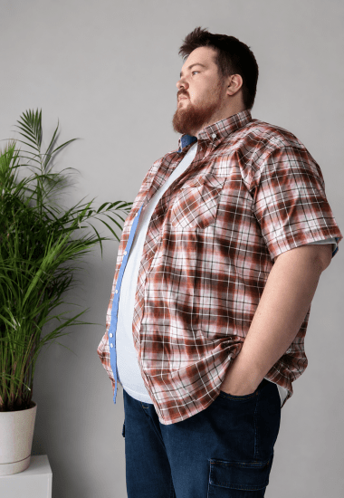 Kam Jeans 6368 Checked Short Sleeve Shirt Red - Košile - Košile 2XL-10XL