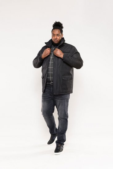 D555 Fargo Five Pocket Jacket With Ribbed Neck and Inner Quilting Black - Bundy - Bundy Nadměrné Velikosti - 2XL-8XL