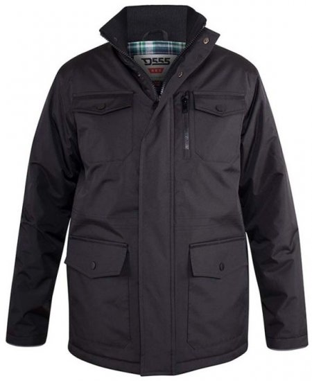 D555 Fargo Five Pocket Jacket With Ribbed Neck and Inner Quilting Black - Bundy - Bundy Nadměrné Velikosti - 2XL-8XL