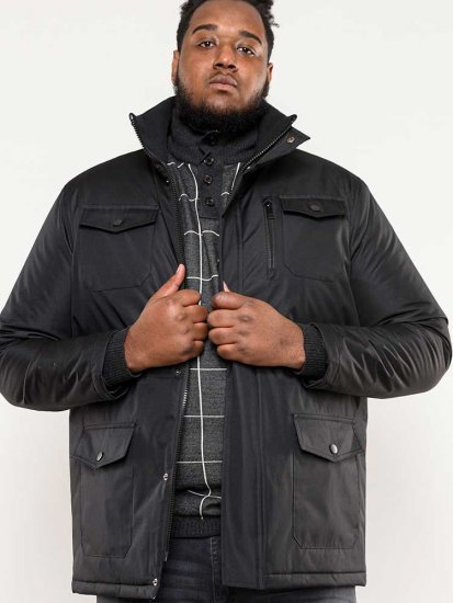 D555 Fargo Five Pocket Jacket With Ribbed Neck and Inner Quilting Black - Bundy - Bundy Nadměrné Velikosti - 2XL-8XL