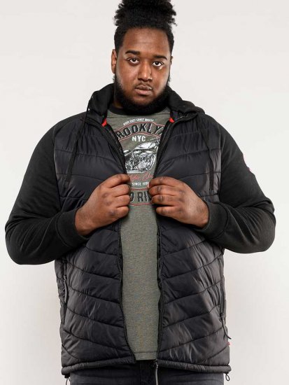 D555 Thorpe Hooded Quilted Jacket With Fleece Sleeves And Removable Fleece Hood - Bundy - Bundy Nadměrné Velikosti - 2XL-8XL