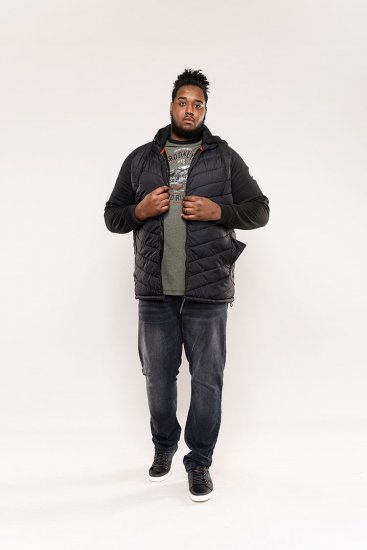 D555 Thorpe Hooded Quilted Jacket With Fleece Sleeves And Removable Fleece Hood - Bundy - Bundy Nadměrné Velikosti - 2XL-8XL