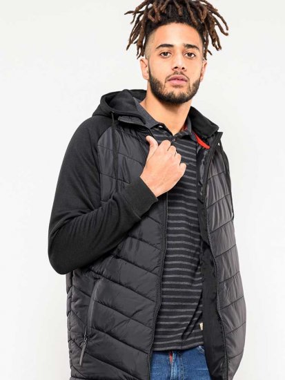 D555 Thorpe Hooded Quilted Jacket With Fleece Sleeves And Removable Fleece Hood - Bundy - Bundy Nadměrné Velikosti - 2XL-8XL