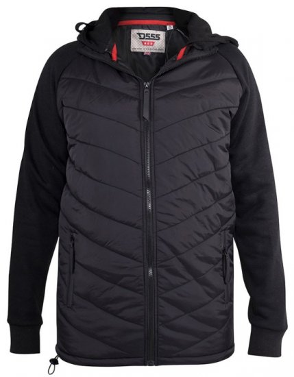 D555 Thorpe Hooded Quilted Jacket With Fleece Sleeves And Removable Fleece Hood - Bundy - Bundy Nadměrné Velikosti - 2XL-8XL