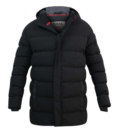 D555 Grove Quilted Parka Jacket Black - Bundy - Bundy Nadměrné Velikosti - 2XL-8XL