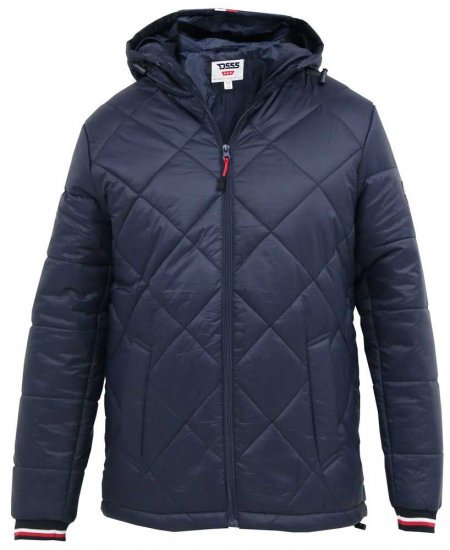 D555 Angus Diamond Quilted Puffer Jacket Navy - Bundy - Bundy Nadměrné Velikosti - 2XL-8XL