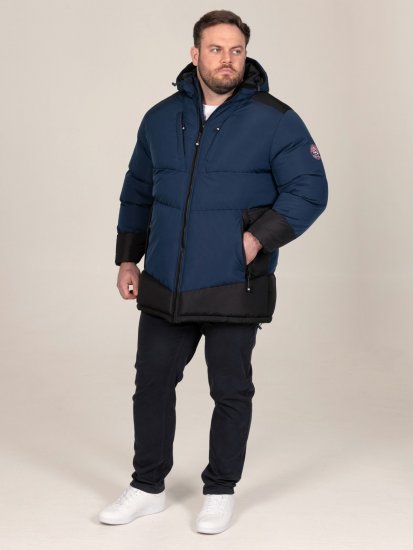 D555 Hank Ripstop Contrast Panelled Padded Hooded Jacket Námořnická modrá - Bundy - Bundy Nadměrné Velikosti - 2XL-8XL