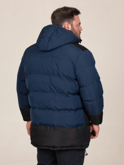 D555 Hank Ripstop Contrast Panelled Padded Hooded Jacket Námořnická modrá - Bundy - Bundy Nadměrné Velikosti - 2XL-8XL