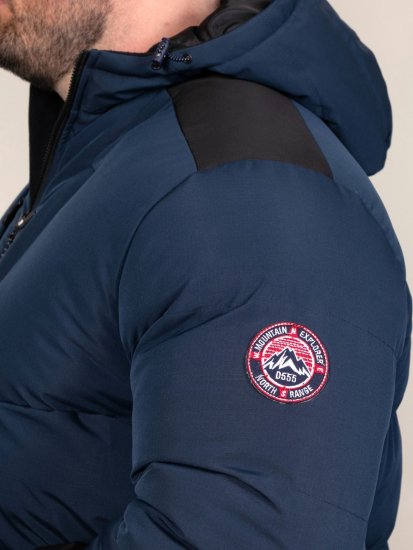 D555 Hank Ripstop Contrast Panelled Padded Hooded Jacket Námořnická modrá - Bundy - Bundy Nadměrné Velikosti - 2XL-8XL