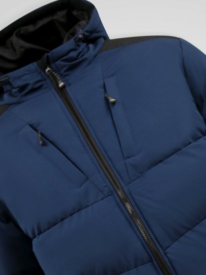 D555 Hank Ripstop Contrast Panelled Padded Hooded Jacket Námořnická modrá - Bundy - Bundy Nadměrné Velikosti - 2XL-8XL