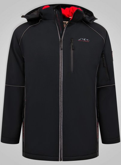 D555 Jamie Soft Shell Detachable Hood Padded Jacket Černá - Bundy - Bundy Nadměrné Velikosti - 2XL-8XL