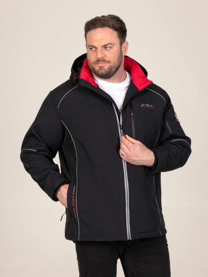 D555 Jamie Soft Shell Detachable Hood Padded Jacket Černá - Bundy - Bundy Nadměrné Velikosti - 2XL-8XL