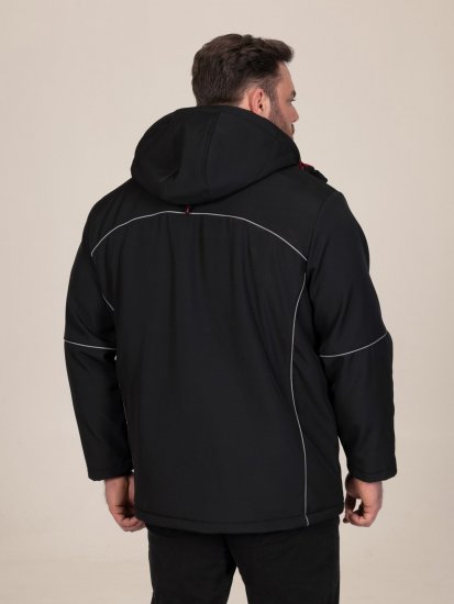 D555 Jamie Soft Shell Detachable Hood Padded Jacket Černá - Bundy - Bundy Nadměrné Velikosti - 2XL-8XL