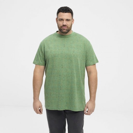 North Latitude Allover Printed Tričko Středně Zelená - Trička - Trička nadměrné velikosti - 2XL-14XL