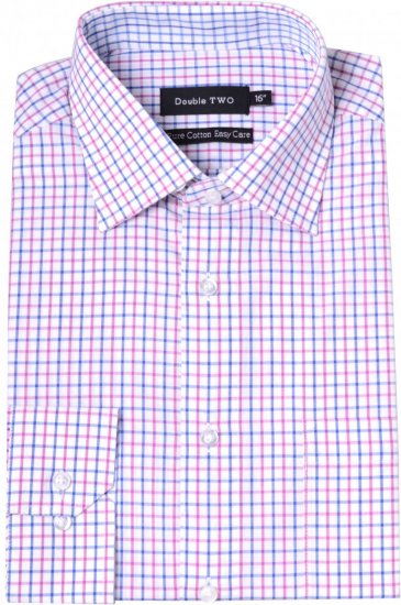 Double TWO Formal Shirt 3576 Pink L/S - Košile - Košile 2XL-10XL