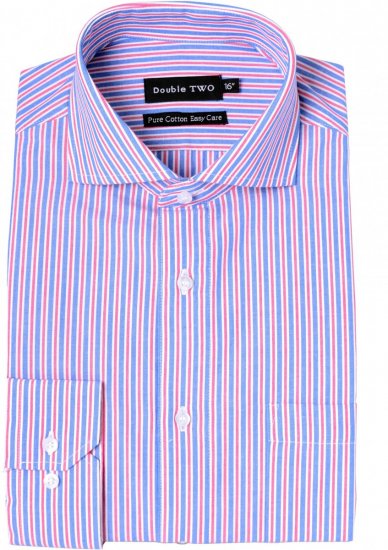 Double TWO Formal Shirt 3583 Red L/S - Košile - Košile 2XL-10XL