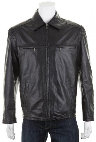 Woodland 636 Harrington Leather jacket Black - Bundy - Bundy Nadměrné Velikosti - 2XL-8XL