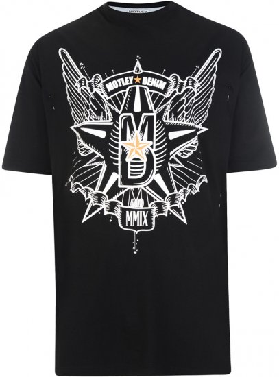 Motley Denim Wings and Star T-shirt - Trička - Trička nadměrné velikosti - 2XL-14XL