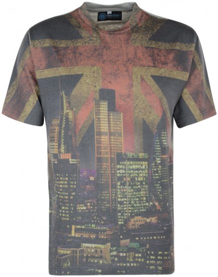 Kam Jeans Union Jack T-shirt Grey - Trička - Trička nadměrné velikosti - 2XL-14XL