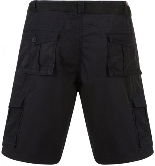 Kam Jeans Belted Cargo Shorts Black - Šortky - Šortky Nadměrné Velikosti W40-W60