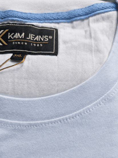 Kam Jeans 5780 Cut And Sew Panel T-Shirt Navy - Trička - Trička nadměrné velikosti - 2XL-14XL
