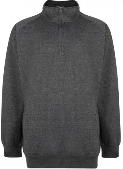 Kam Jeans Half-Zip Sweatshirt Charcoal - Mikiny & mikiny s kapucí - Mikiny & Mikiny s kapucí 2XL-12XL