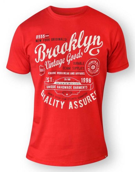 D555 NEAL Brooklyn Crew Neck T-Shirt Red - Trička - Trička nadměrné velikosti - 2XL-14XL