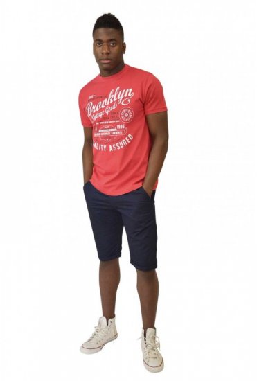 D555 NEAL Brooklyn Crew Neck T-Shirt Red - Trička - Trička nadměrné velikosti - 2XL-14XL