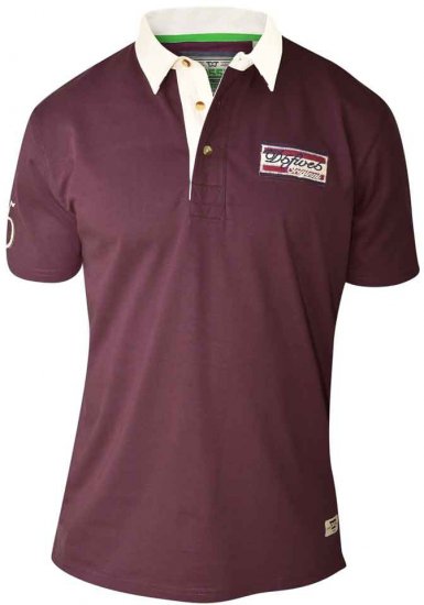 D555 NASH Short Sleeve Rugby Shirt Burgundy - Polokošile - Polokošile 2XL-8XL - Trička s límečkem 2XL-8XL