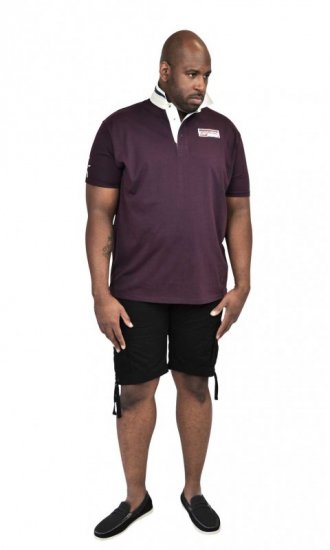 D555 NASH Short Sleeve Rugby Shirt Burgundy - Polokošile - Polokošile 2XL-8XL - Trička s límečkem 2XL-8XL