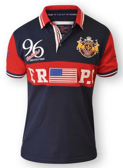 D555 ARYAN Florida Royal Racing Polo Navy/Red - Polokošile - Polokošile 2XL-8XL - Trička s límečkem 2XL-8XL