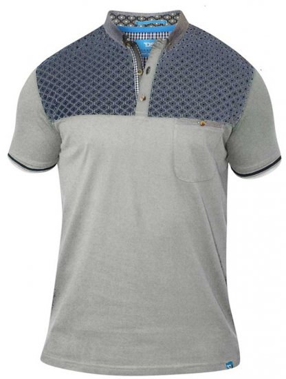 D555 MAURICE Top Paneled Short Sleeve Polo Grey - Polokošile - Polokošile 2XL-8XL - Trička s límečkem 2XL-8XL