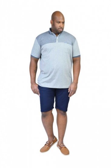 D555 MAURICE Top Paneled Short Sleeve Polo Grey - Polokošile - Polokošile 2XL-8XL - Trička s límečkem 2XL-8XL