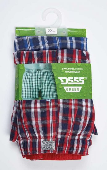 D555 PLAID Boxer Shorts Pack of Two - Spodní prádlo - Spodní Prádlo Nadměrné Velikosti 2XL-8XL