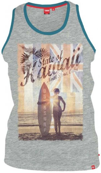 D555 CYRUS-Hawaii Fit Vest Grey - Trička - Trička nadměrné velikosti - 2XL-14XL