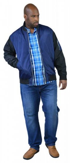 D555 LOUIS Lined Bomber Jacket Navy/Black - Bundy - Bundy Nadměrné Velikosti - 2XL-8XL