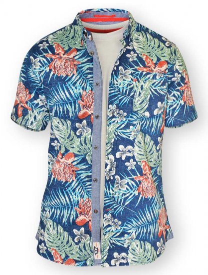 D555 ENRIQUE Short Sleeve Hawaiian Leaf Shirt & T-shirt Combo - Košile - Košile 2XL-10XL