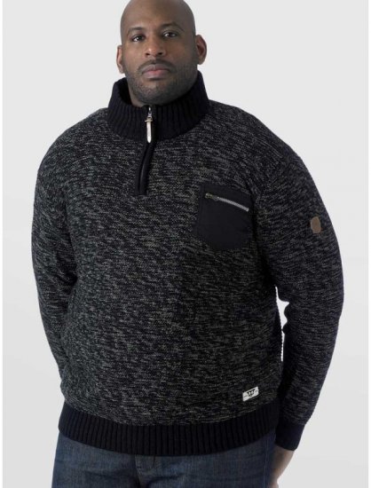 D555 REMINGTON Sweater With Woven Zipper Chest Pocket Black/Charcoal - Mikiny & mikiny s kapucí - Mikiny & Mikiny s kapucí 2XL-12XL