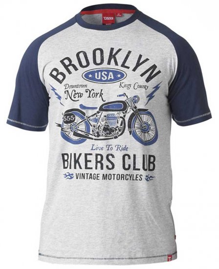 D555 HIRALDO T-Shirt Grey/Navy - Trička - Trička nadměrné velikosti - 2XL-14XL