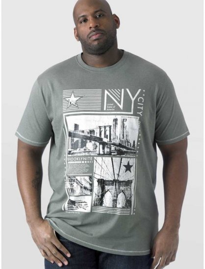 D555 RUEBEN NY City Print T-Shirt Khaki - Trička - Trička nadměrné velikosti - 2XL-14XL