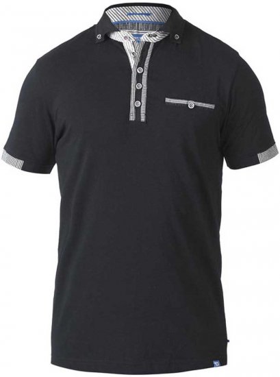 D555 SWANN Short Sleeve Stretch Polo Black - Polokošile - Polokošile 2XL-8XL - Trička s límečkem 2XL-8XL