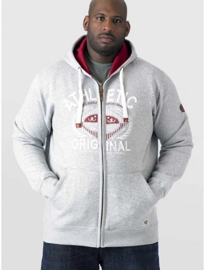D555 Gabriel Athletic Zip Hoodie Grey - Mikiny & mikiny s kapucí - Mikiny & Mikiny s kapucí 2XL-12XL