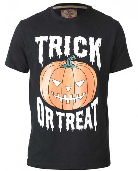 D555 Scary Halloween Pumpkin T-shirt Black - Trička - Trička nadměrné velikosti - 2XL-14XL