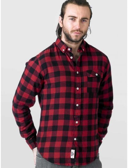 D555 Lawton LS Flannel Shirt Red - Košile - Košile 2XL-10XL