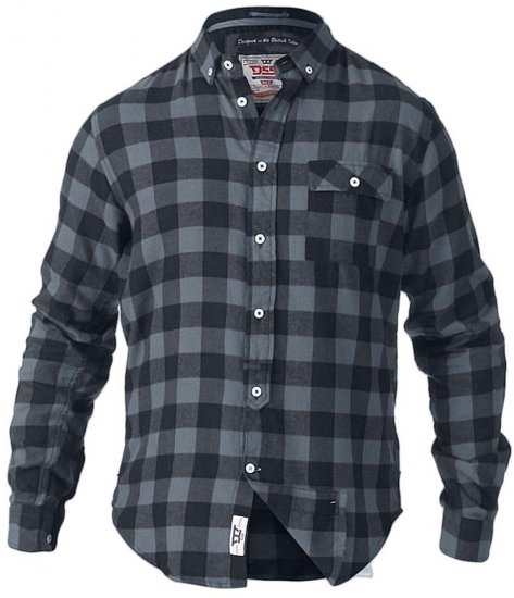 D555 Lawton LS Flannel Shirt Grey - Košile - Košile 2XL-10XL
